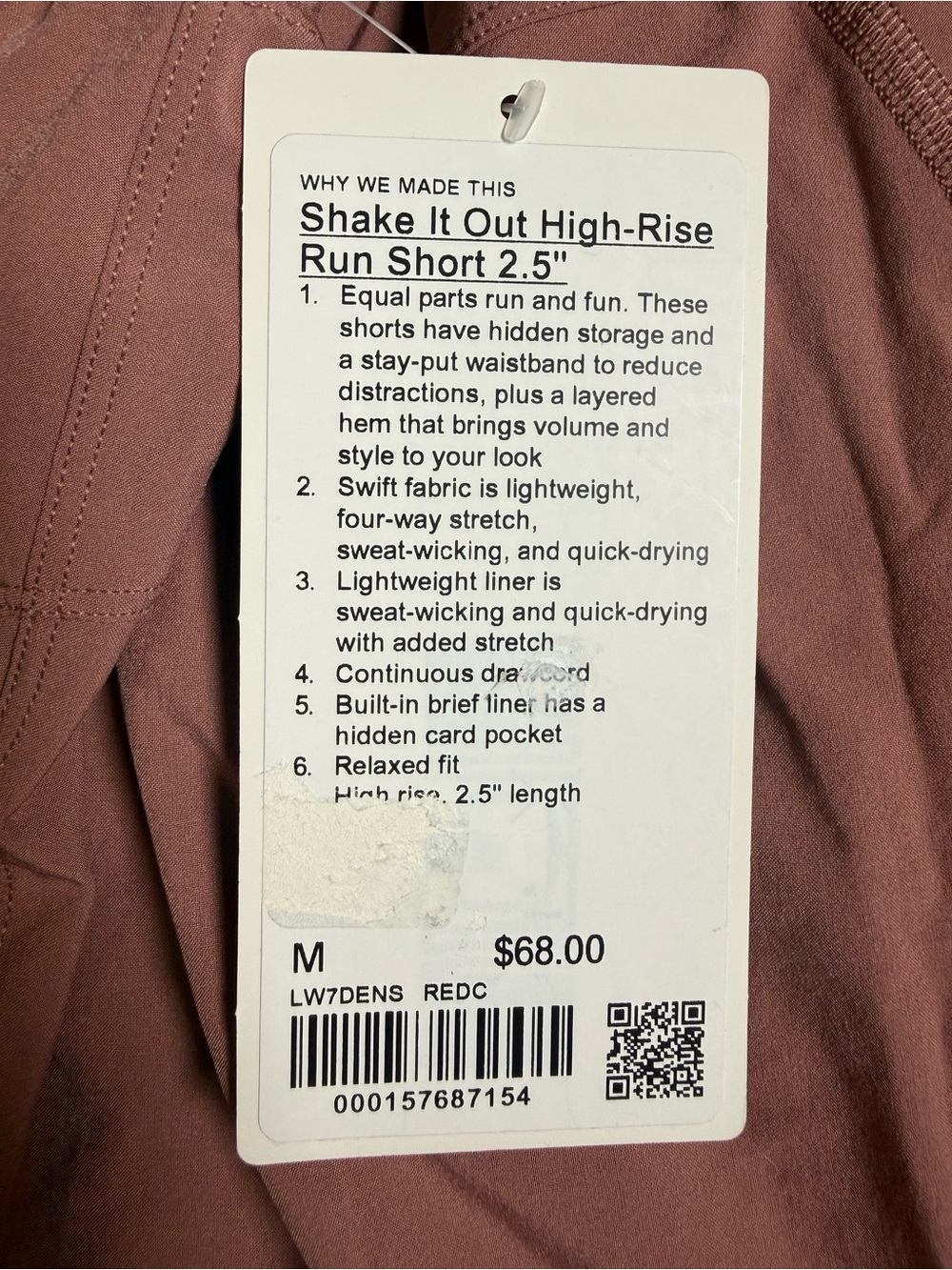 Lululemon Shake It Out High-Rise Run Short, Medium,  2.5” NWT, Red Clay - Picture 4 of 4